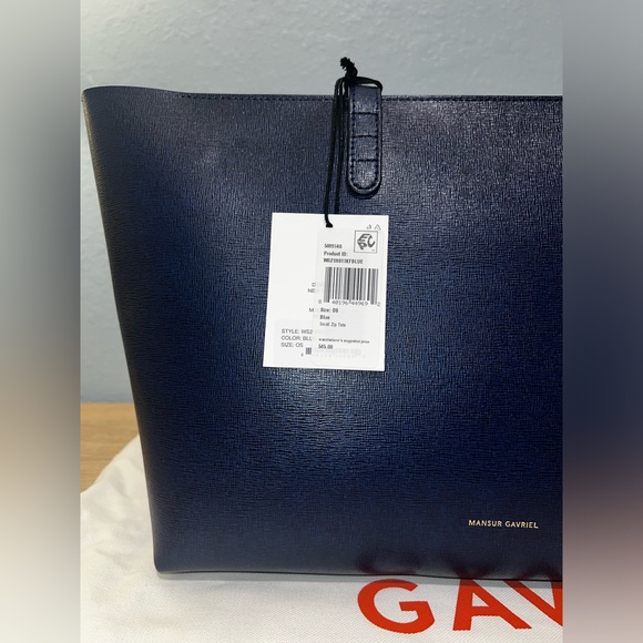 Mansur Gavriel Small Zip Top Saffiano Leather Shoulder Tote Blue NWT $545 MSRP - Picture 4 of 8